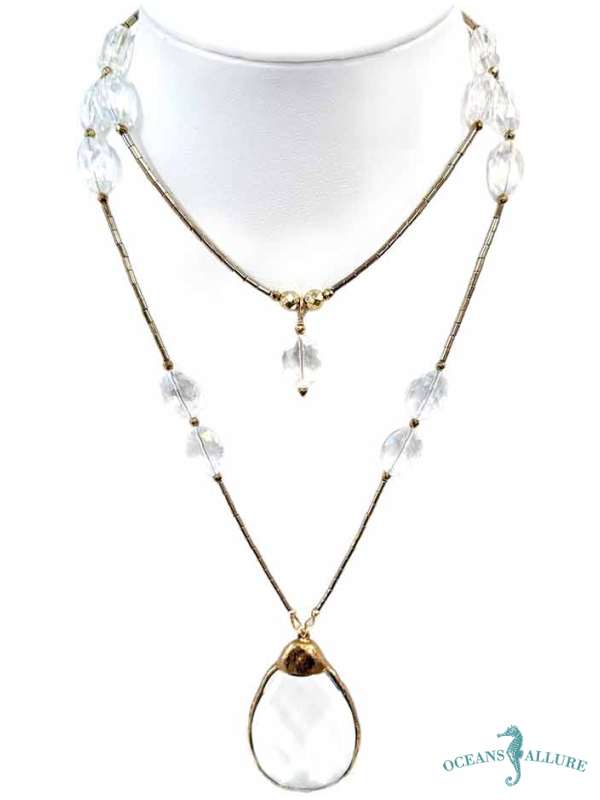 Gold Hematite LG Crystal Convertible Necklace