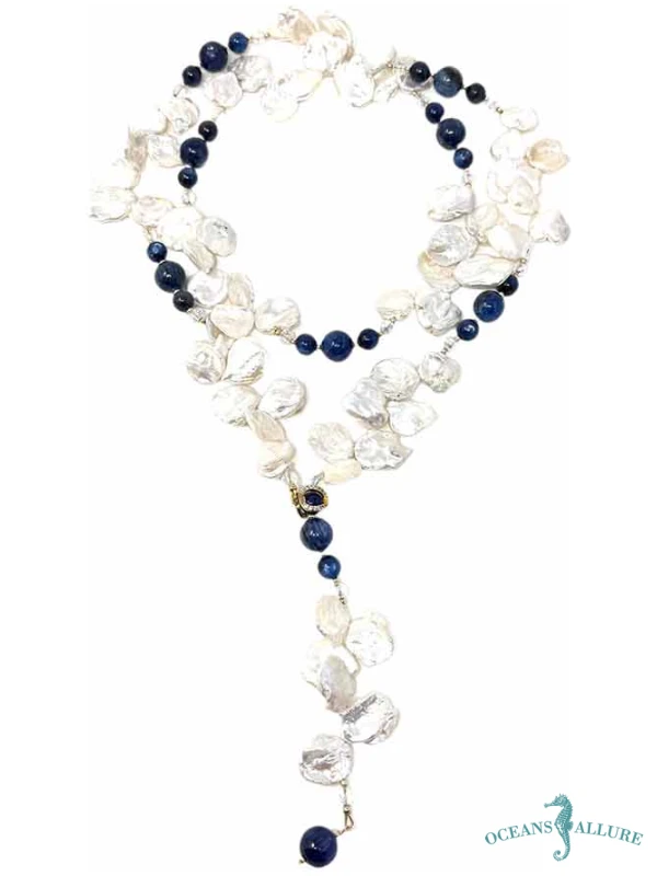 LG Keshi Pearl & Kyanite GF Lariat
