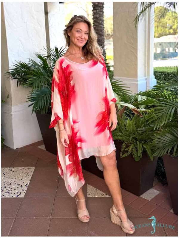 Red Floral Goddess Dress