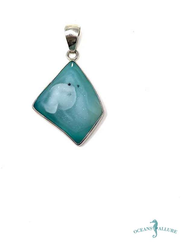 Sterling  Druzy Amazonite Pendant