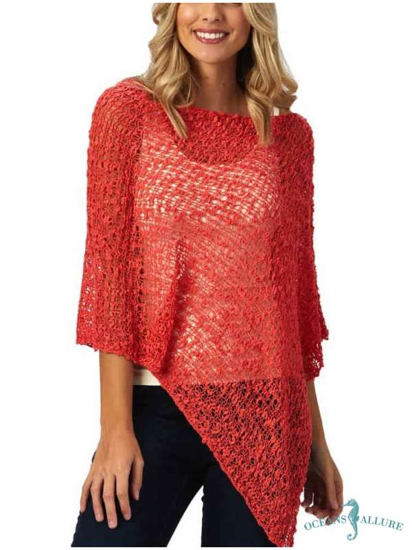 Popcorn Poncho Coral