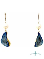 GF Cobalt Druzy FWP Leverback Earrings