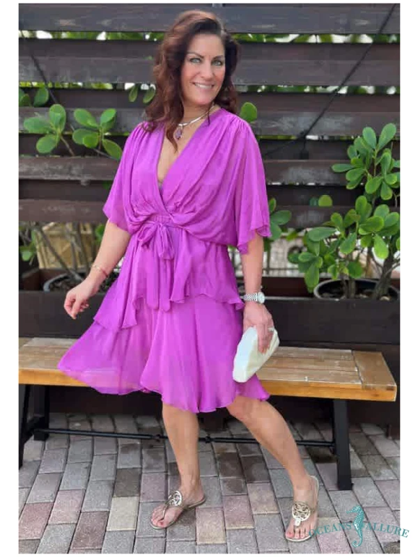 Grape Short Silk Stevie Dress