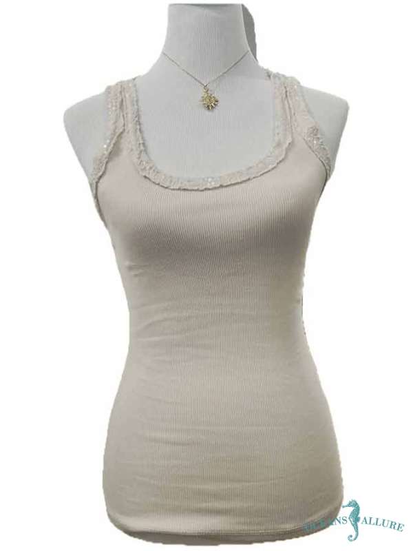 Sand Sequin Racer Tank