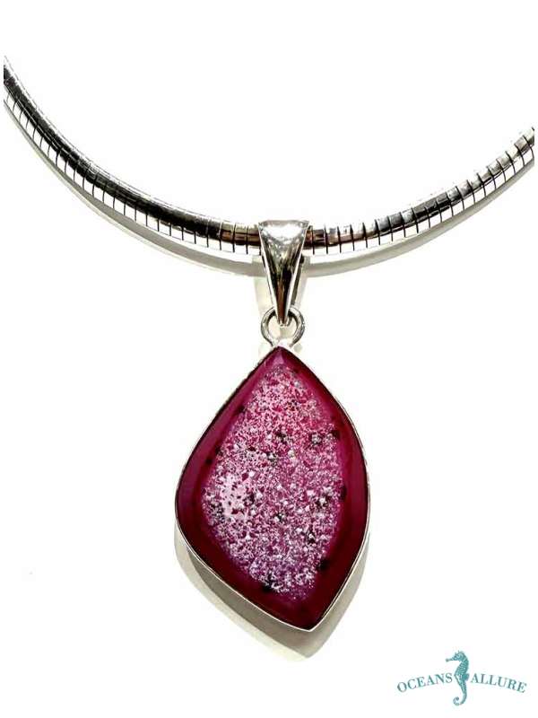 Sterling Fuchsia Druzy Pendant