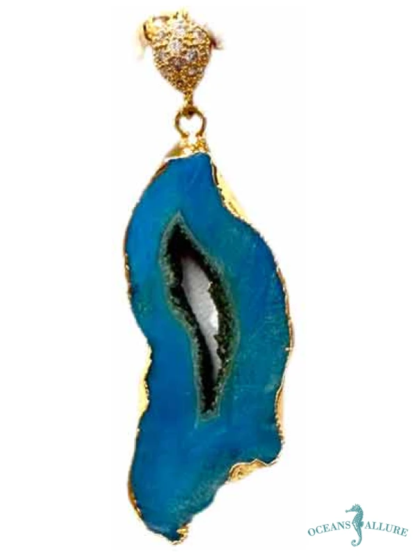Teal Druzy CZ RB Pendant