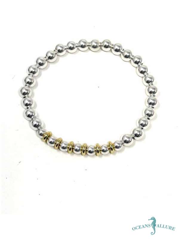 6mm Silver Bead GF Accent Bracelet