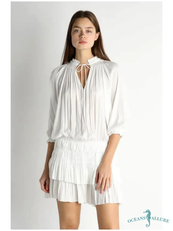 White Aurelie Pleated Mini