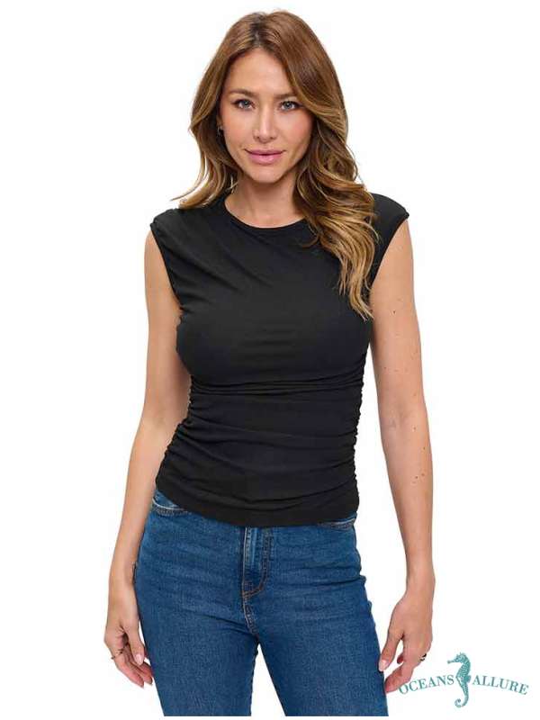 Black Ruched Detail Top