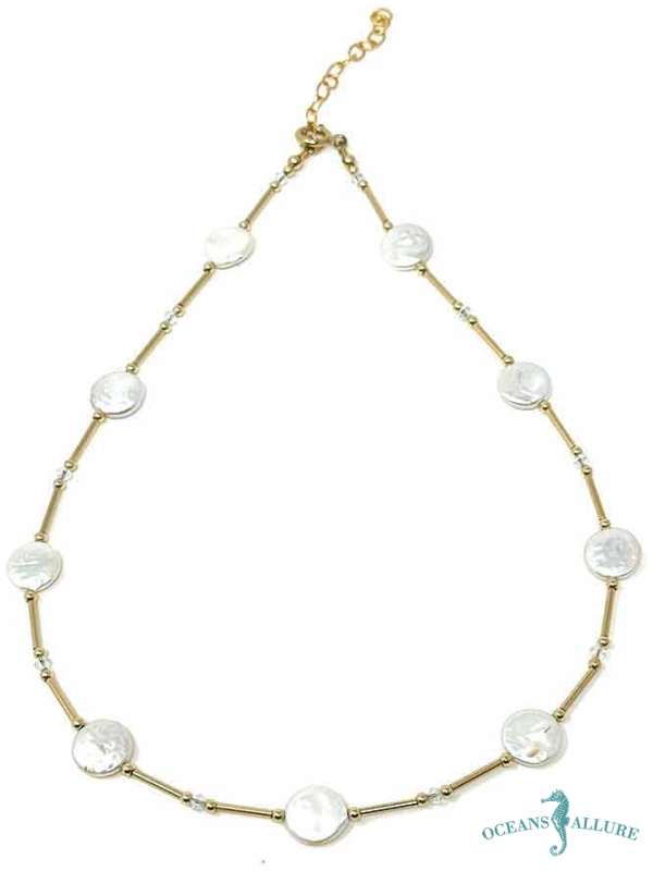 GF Bar & Coin Pearl Necklace