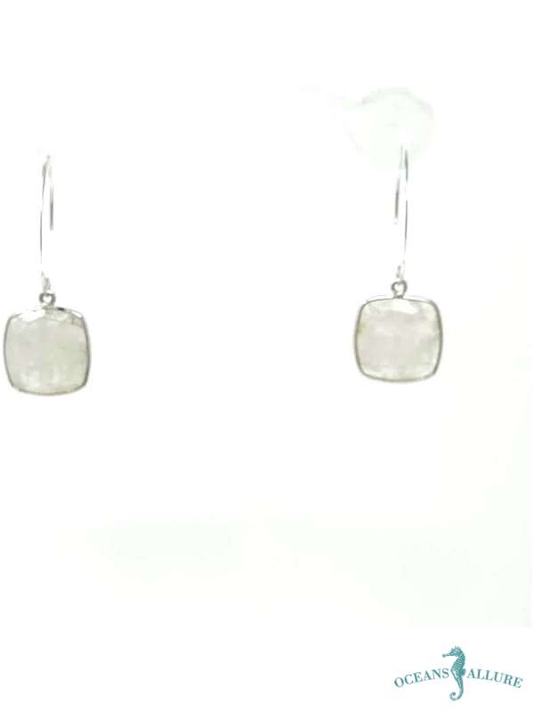 15mm Square Rnbw Moonstone Earrings