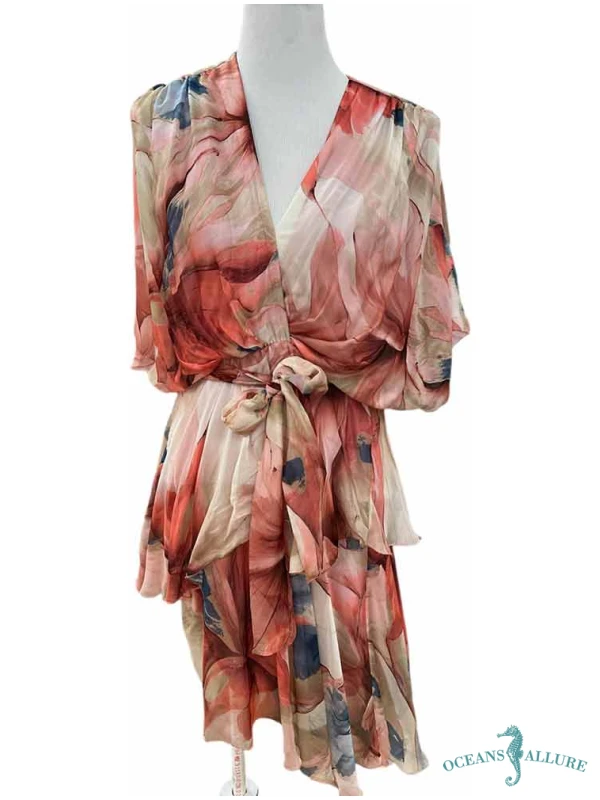 Peach Spring Floral Short Silk Stevie