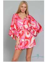 Raspberry Swirl Kimono Romper