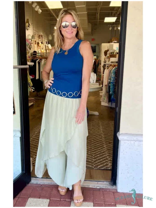 Sage Silk Scarf Pants