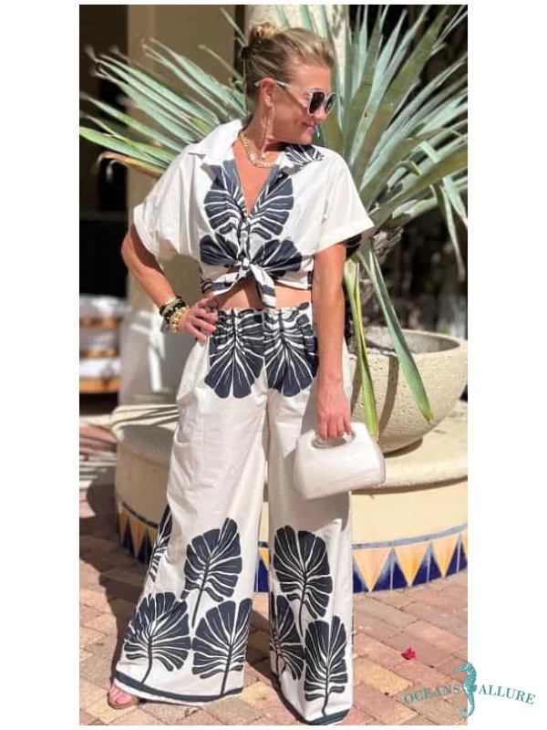 Black Matisse Palm Cotton Top
