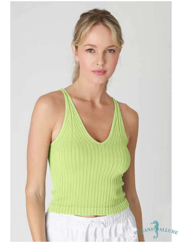 Citrus Green Vintage V Neck Tank