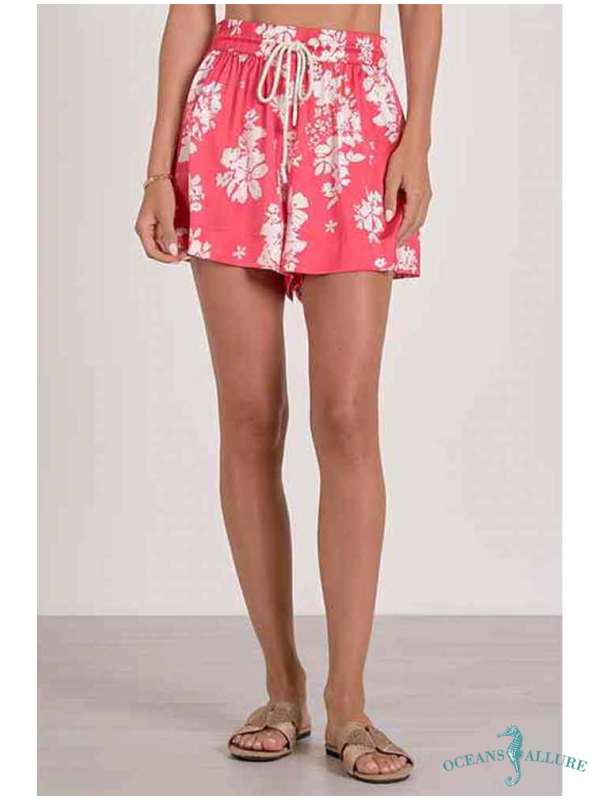 Hot Pink Print Capri Shorts