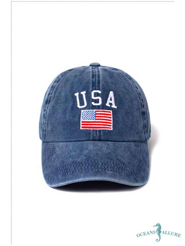 Navy USA Flag Baseball Cap