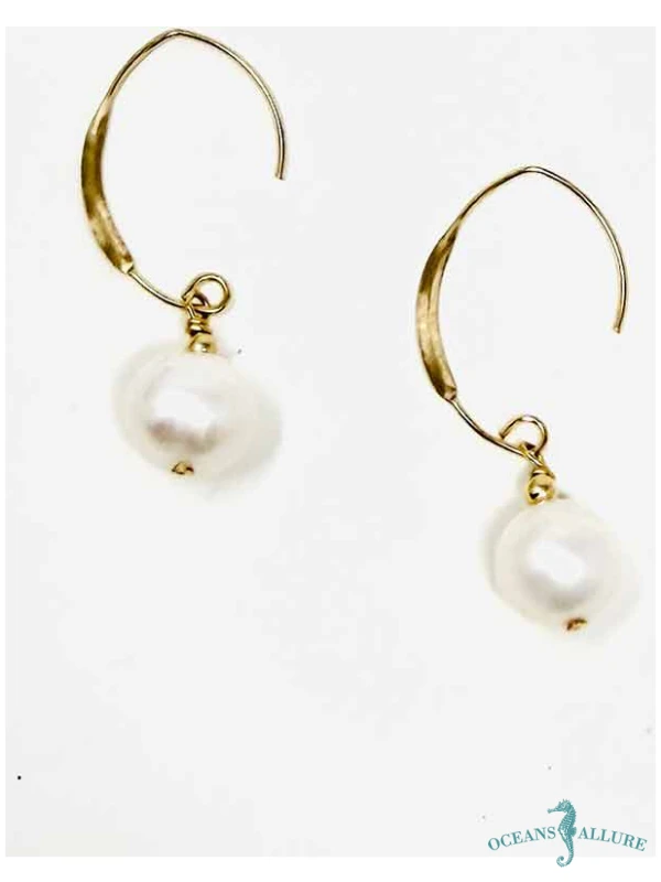 Round Baroque GF Large Hook Earrings
