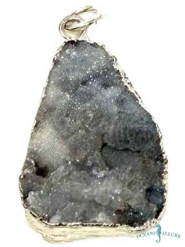 Silver Chalcedony Druzy Charm