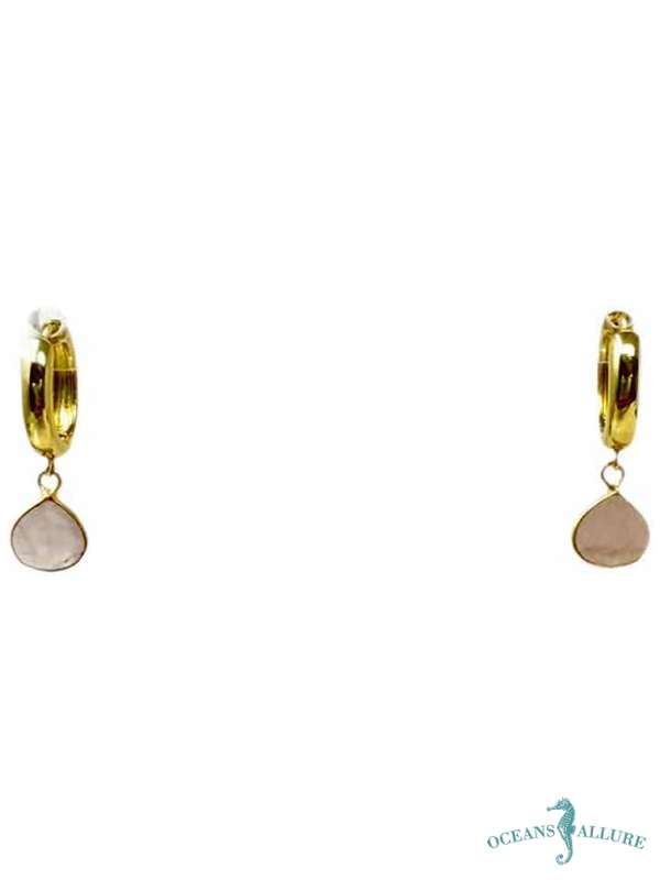 Tiny GFB Rose Quartz Heart Hoops