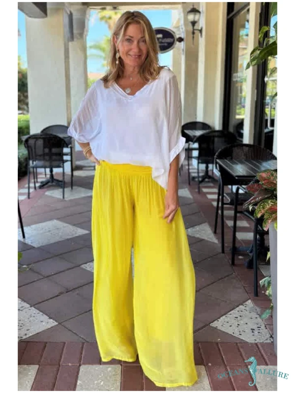 White Double V-Neck Silk Blouse