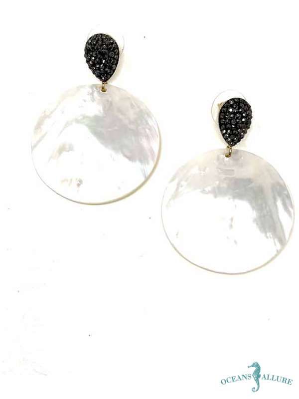 40mm MOP Pave Teardrop Earrings
