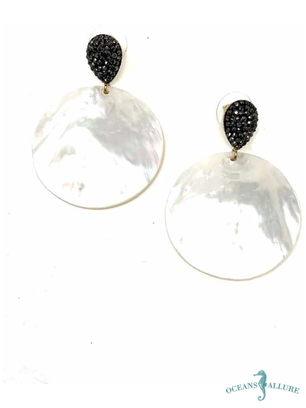40mm MOP Pave Teardrop Earrings