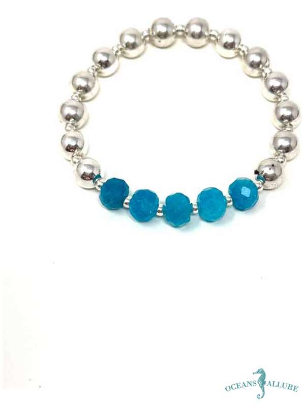 8,2mm Sterling Heshi Amazonite Bracelet