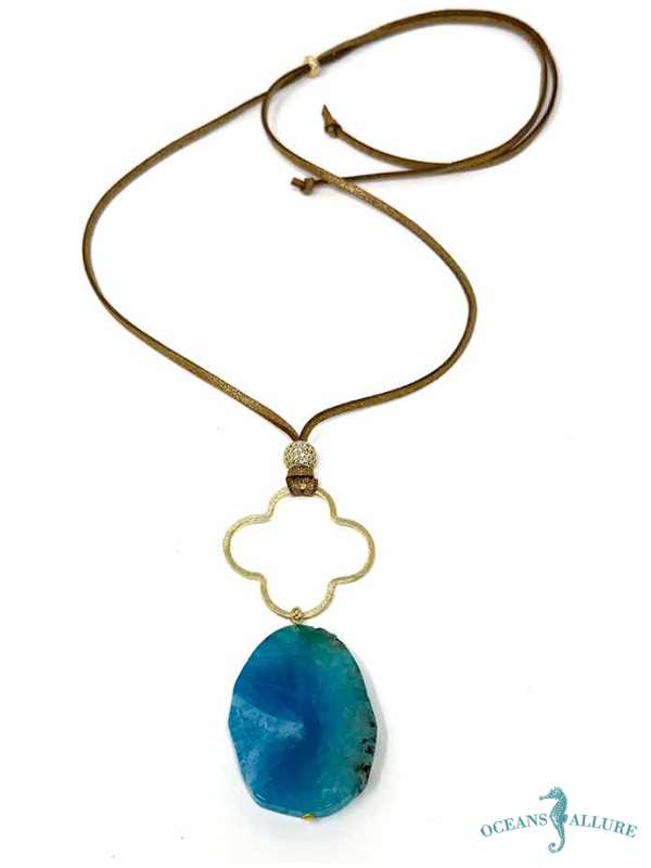 Blue Agate & GP Clover Caramel Suede