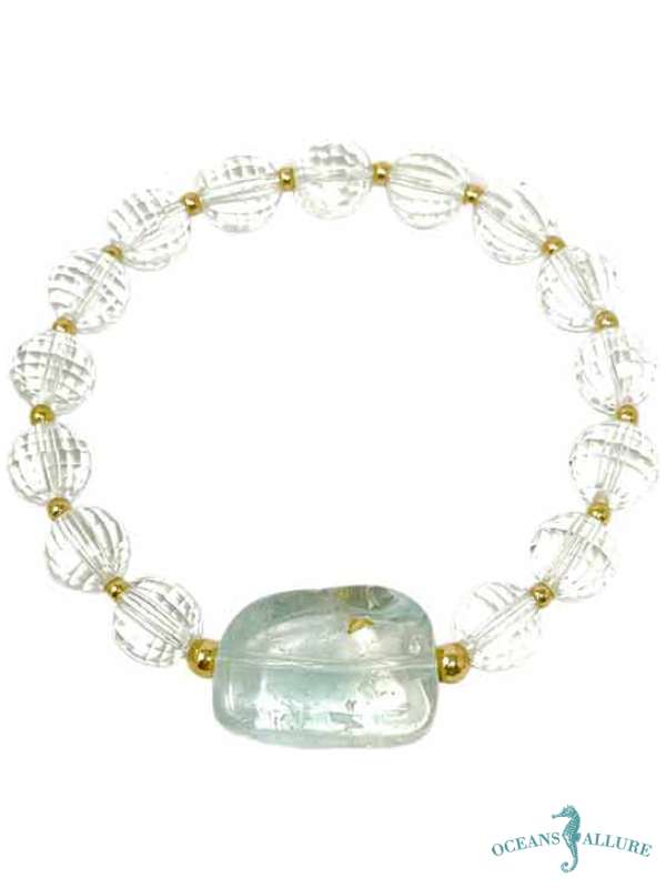 Blue Topaz & Med. Crystal GF Bracelet