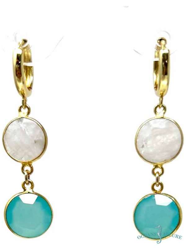 GFB Moonstone & Chalcedony Hoops