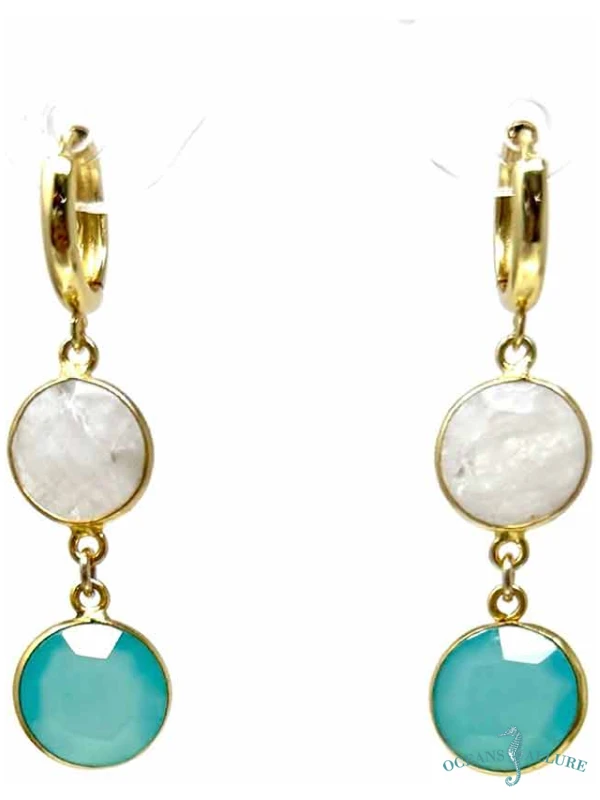 GFB Moonstone & Chalcedony Hoops