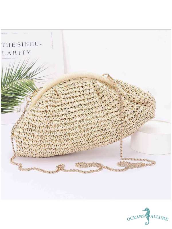 Faux Straw Braided Clutch