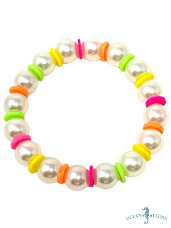 Girlz Faux Pearl Rainbow Bracelet