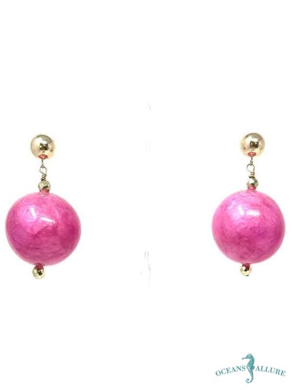 Large GF Fuchsia Capizi Shell Earrings
