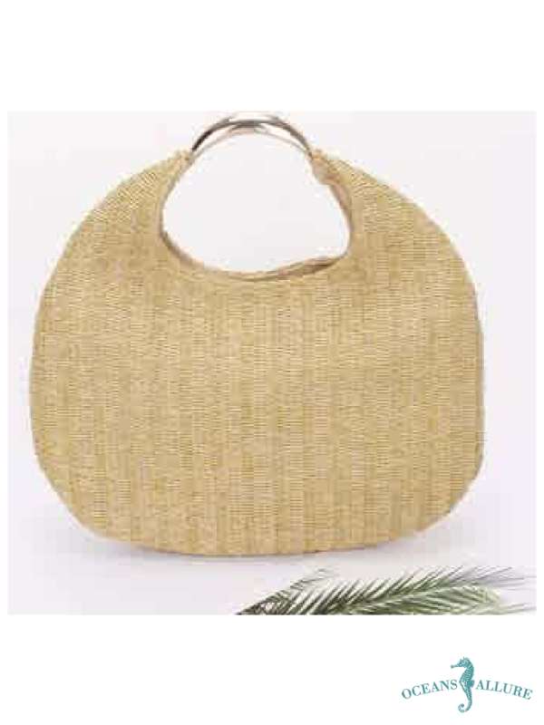 Straw Hobo Bag with Gold Handle