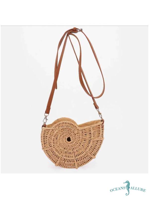 Straw Woven Nautilus Crossbody