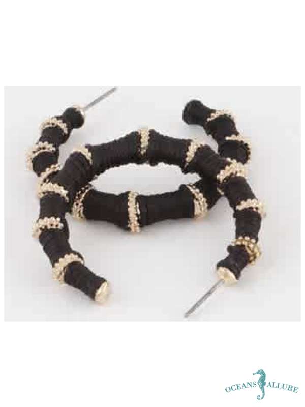Black/Gold Woven Bamboo Earrings