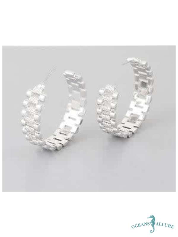 Silver Luxe Link Hoops