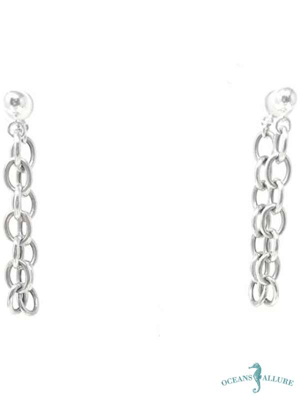 Sterling LG Smooth Connected Cable Chain Earrings