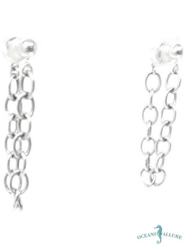 Sterling LG Smooth Connected Cable Chain Earrings - Image 2