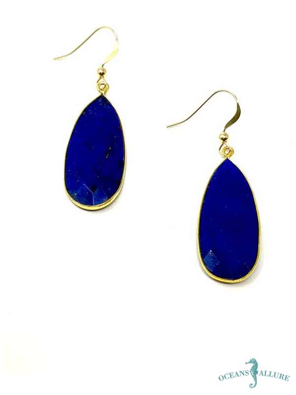 14x32mm GF Teardrop Lapis Earrings