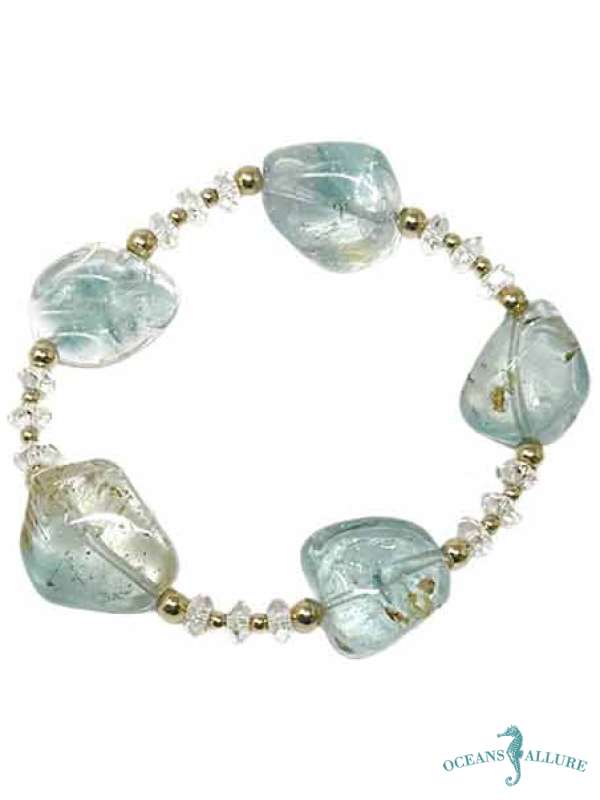 Chunk Blue Topaz & Quartz GF Bracelet