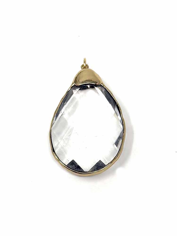 LG Gold Oval Crystal Charm