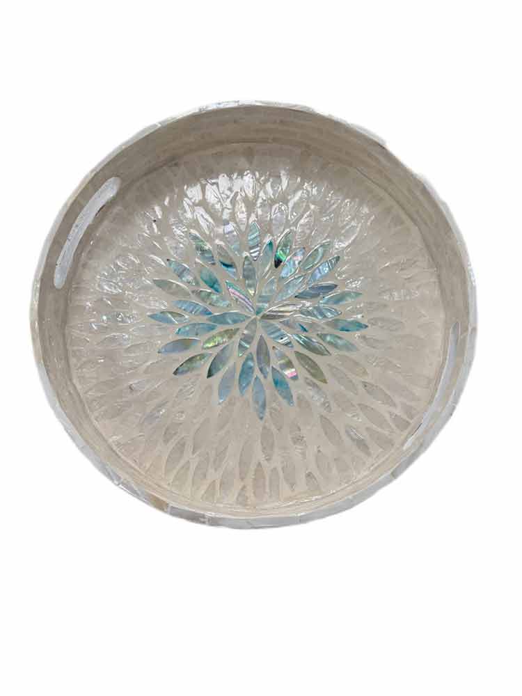 12" Round Mosaic Capiz Tray